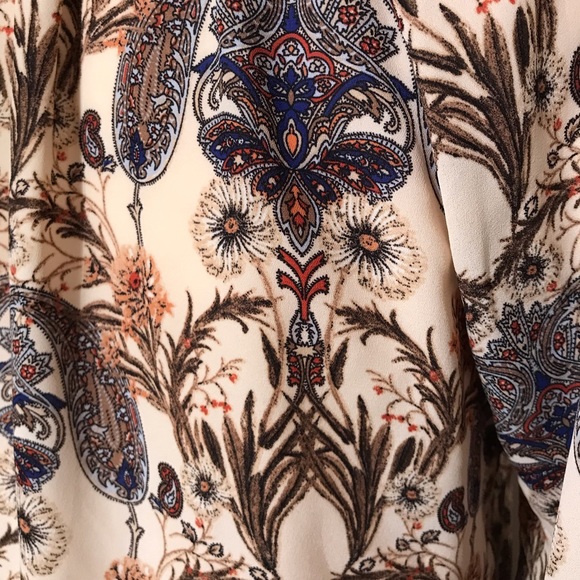 Anthropologie Meadow Rue Dandelion Brown Cream Paisley Top XS - Picture 12 of 13